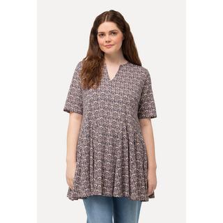 Ulla Popken  Longshirt, Godetfalten, Tunika-Ausschnitt, Halbarm 