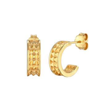 Ohrringe Creolen Stecker Pyramiden Struktur 375 Gelbgold