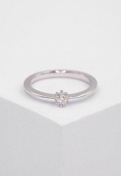 MUAU Schmuck  Bague Solitaire Diamant 0.10ct. or blanc 750 