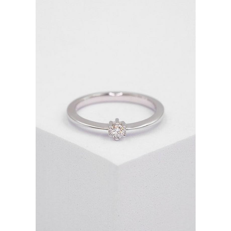 MUAU Schmuck  Solitaire Ring Diamant 0.10ct. Weissgold 750 