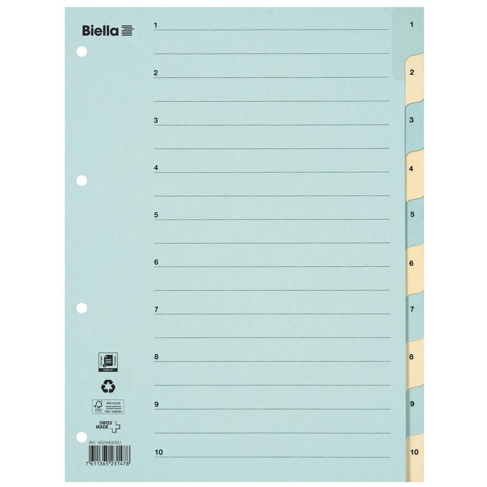 Biella  Répertoire en carton onglets renforcés, 1-10 - x 25 