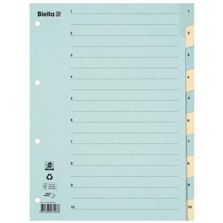 Biella  Répertoire en carton onglets renforcés, 1-10 - x 25 