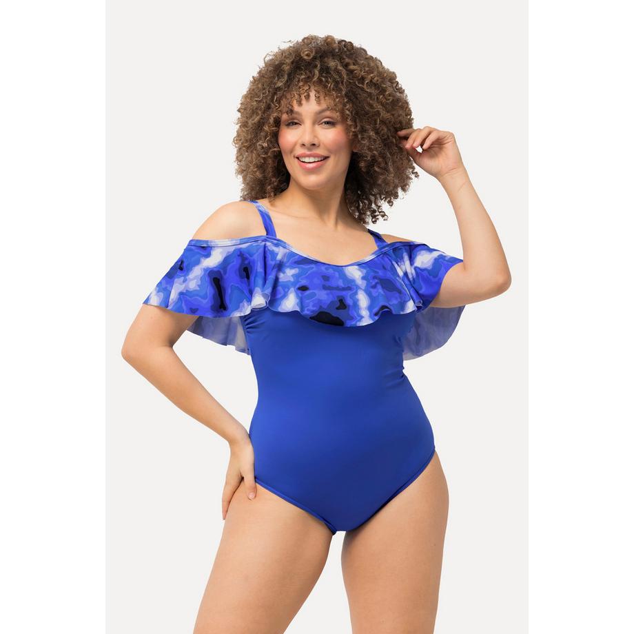 Ulla Popken Badeanzug Volant Batikdruck Softcups  