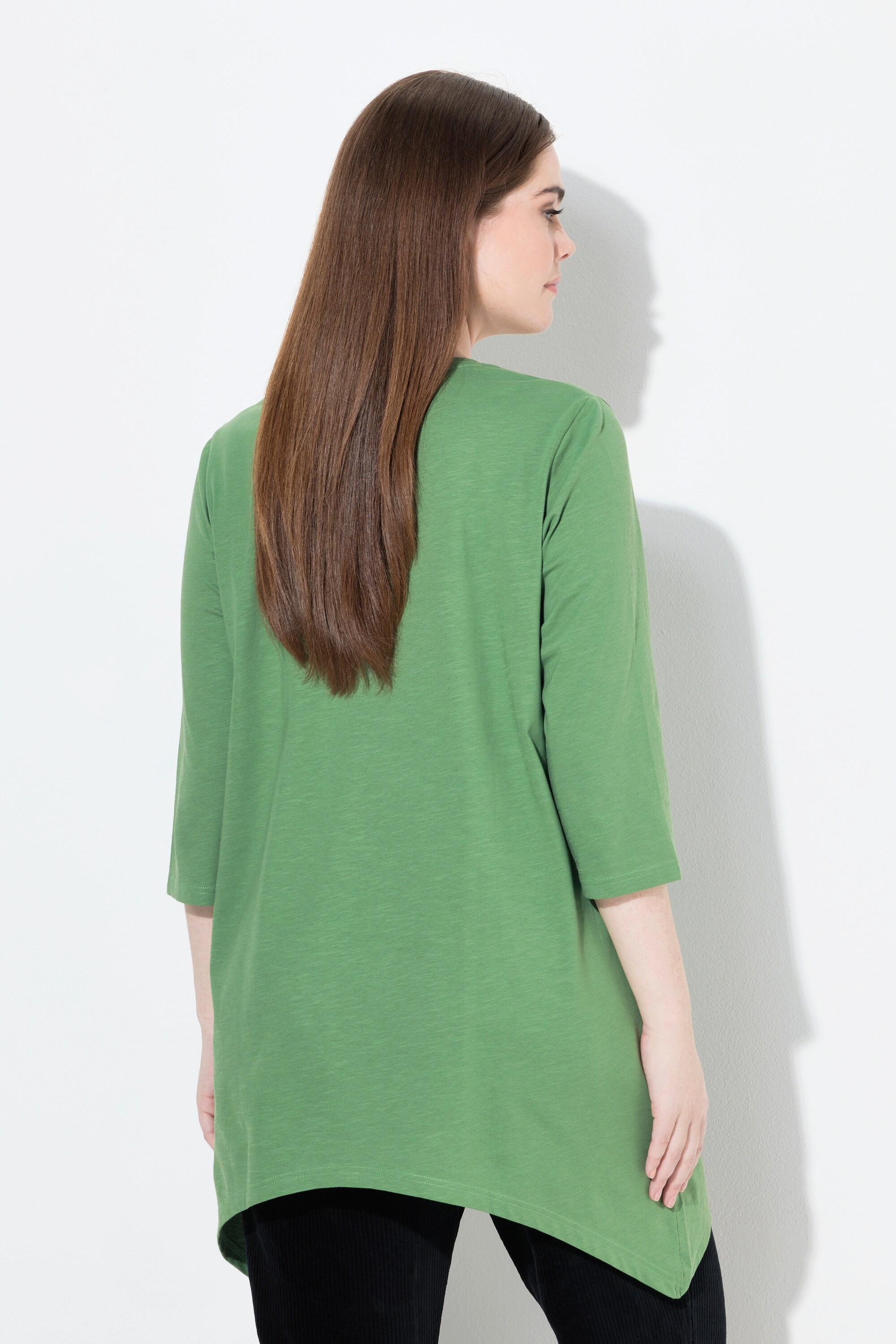 Ulla Popken Ricami Scollo V Maniche 3/4 Cotone Biologico Maglia  