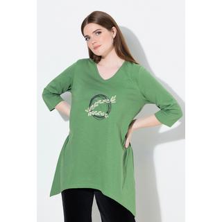 Ulla Popken Ricami Scollo V Maniche 3/4 Cotone Biologico Maglia  