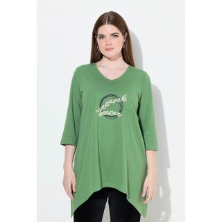 Ulla Popken Ricami Scollo V Maniche 3/4 Cotone Biologico Maglia  