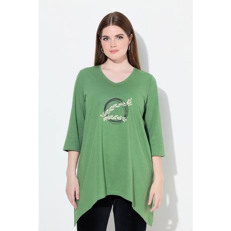 Ulla Popken Ricami Scollo V Maniche 3/4 Cotone Biologico Maglia  