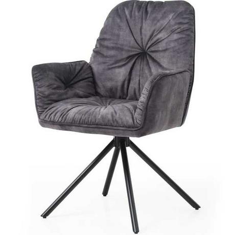 mutoni Fauteuil en velours avec fonction pivotante, noir  