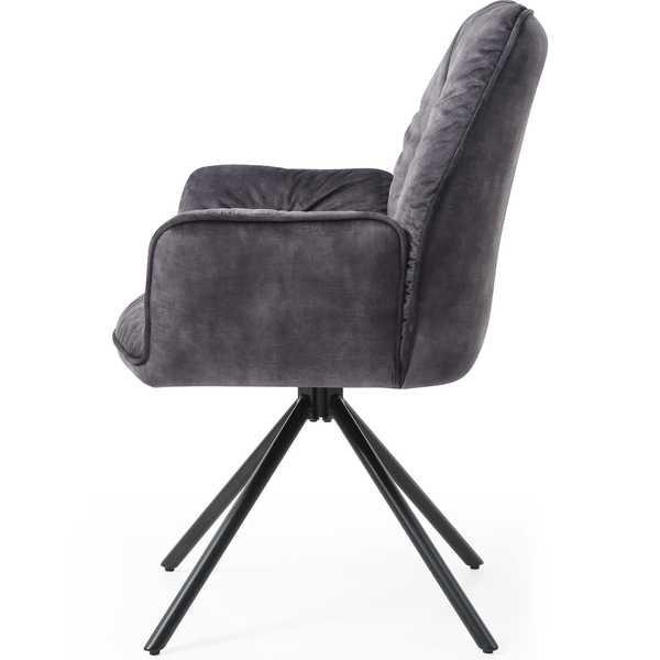 mutoni Fauteuil en velours avec fonction pivotante, noir  