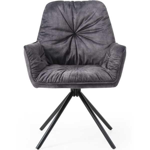 mutoni Fauteuil en velours avec fonction pivotante, noir  