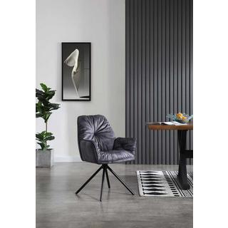 mutoni Chaise à accoudoirs velours noir avec fonction pivotante  