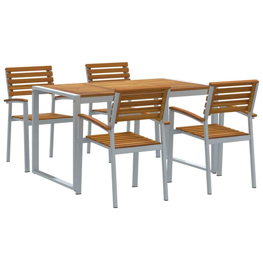 Ensemble de salle à manger pour jardin bois d'acacia massif