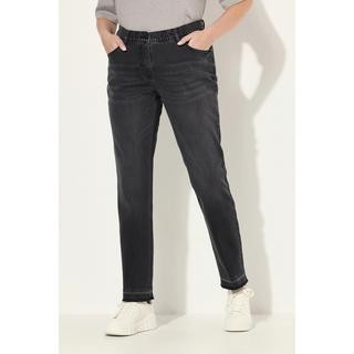 Ulla Popken  Jean Mary Sammy extensible, jambe étroite avec ourlet frangé 