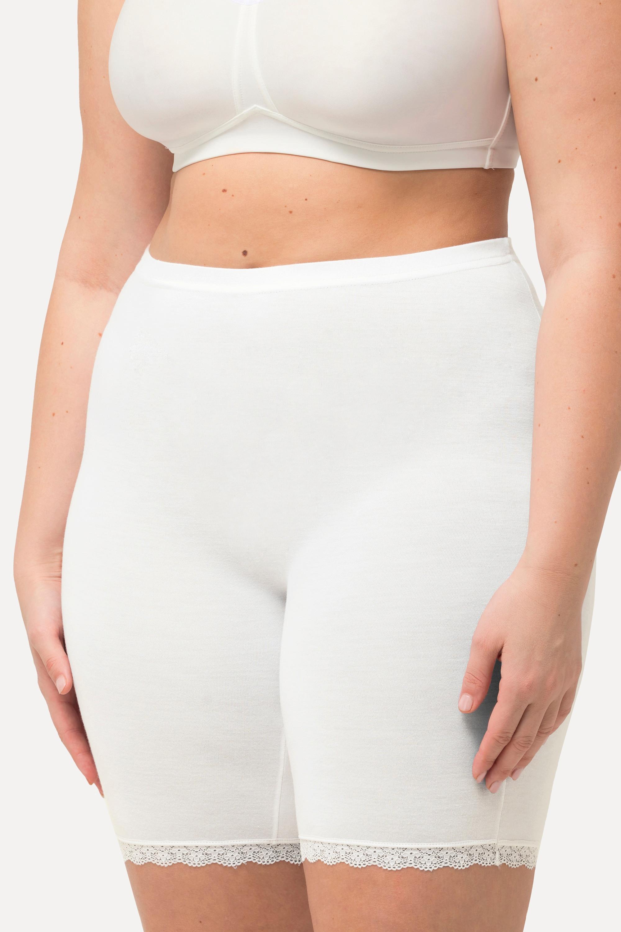 Ulla Popken Pantaloncini Ciclista Orlo Pizzo Qualità Bambù  