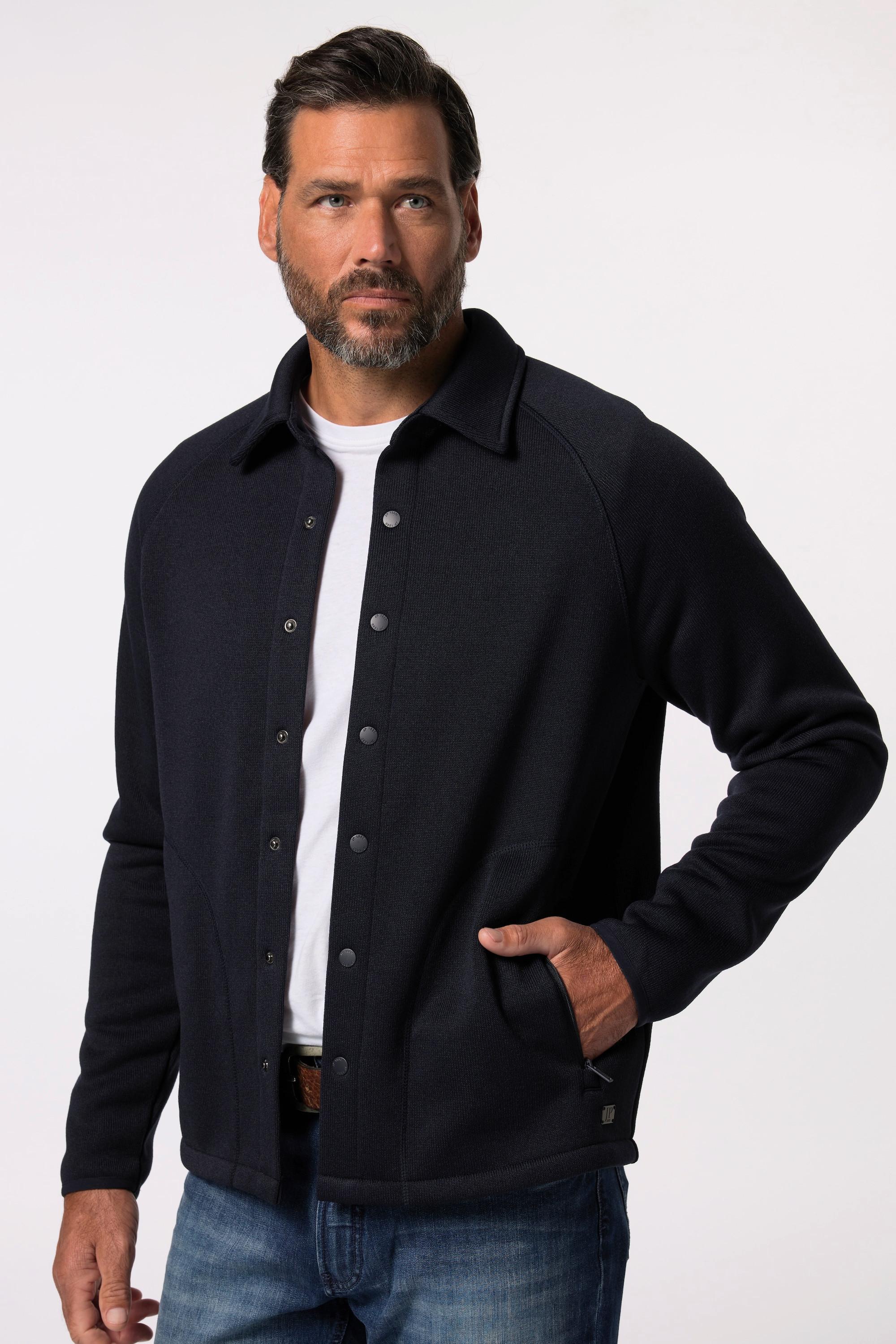 JP1880 Langarm Strickfleece Hemdjacke Kentkragen  