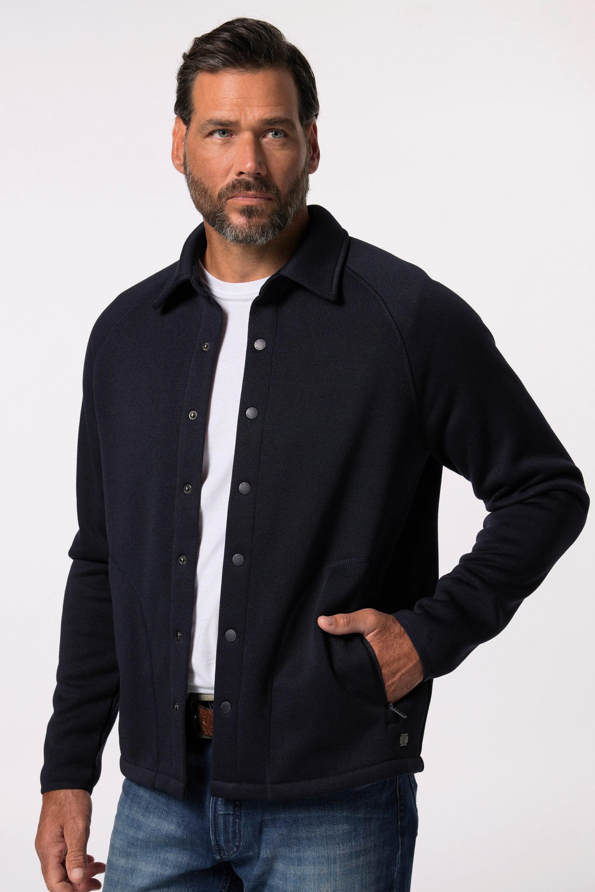 JP1880 Langarm Strickfleece Hemdjacke Kentkragen  