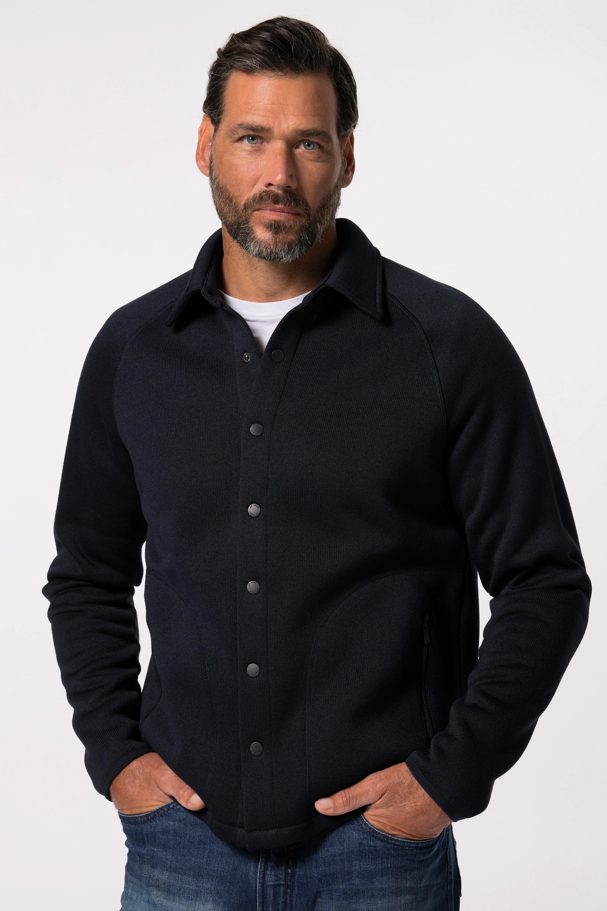 JP1880 Langarm Strickfleece Hemdjacke Kentkragen  