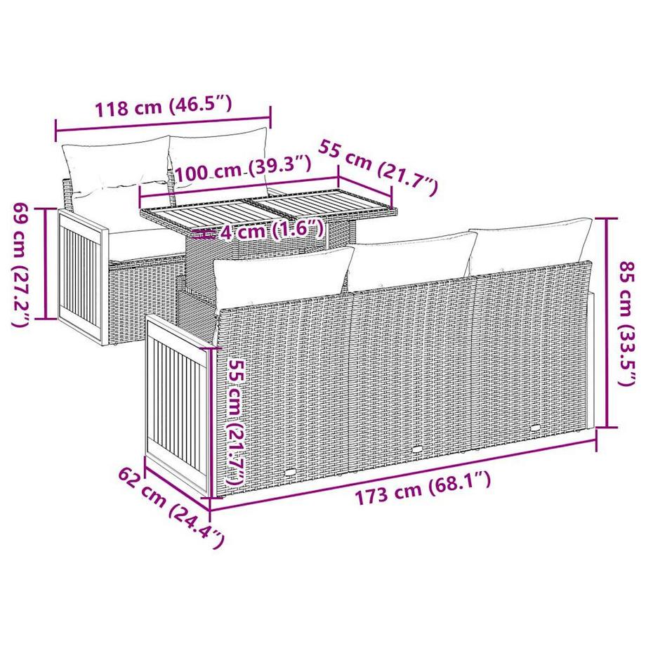 VidaXL Ensemble de canapés de jardin rotin synthétique  