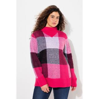 Ulla Popken  Pullover con design a quadri, collo alto e maniche lunghe 