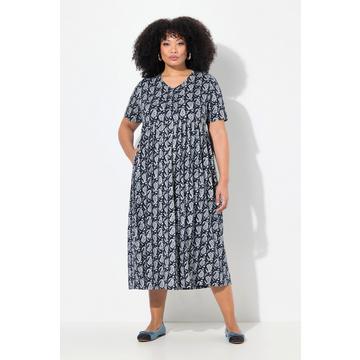 Robe maxi coupe évasée, poches, décolleté en V et manches courtes