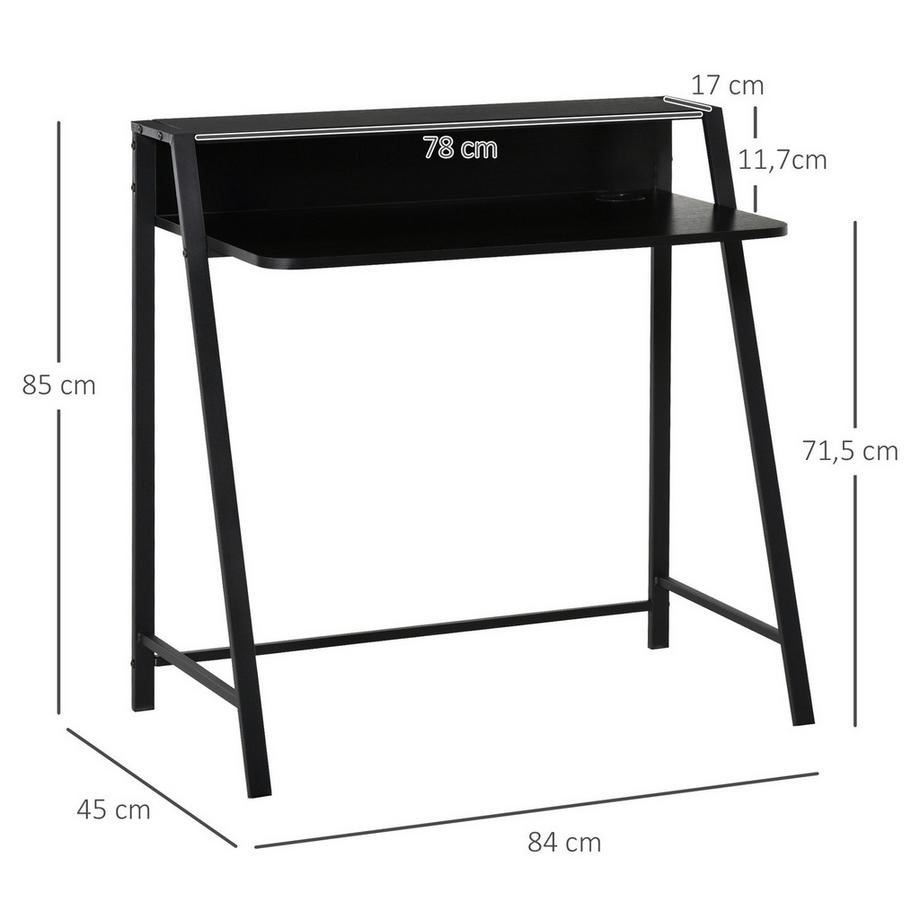 Northio Computertisch Stilvoller Schreibtisch Mit Ablage & Kabelmanagement, Metall, Schwarz, 84X45X85Cm  