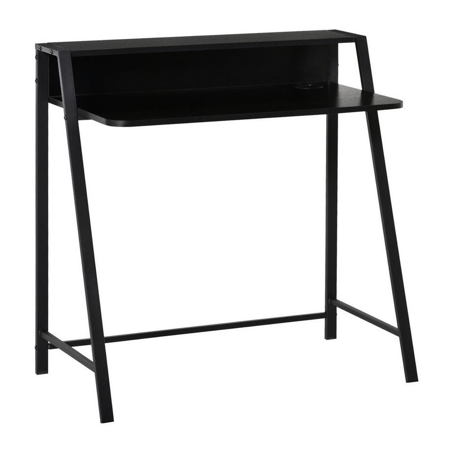 Computertisch Stilvoller Schreibtisch Mit Ablage & Kabelmanagement, Metall, Schwarz, 84X45X85Cm