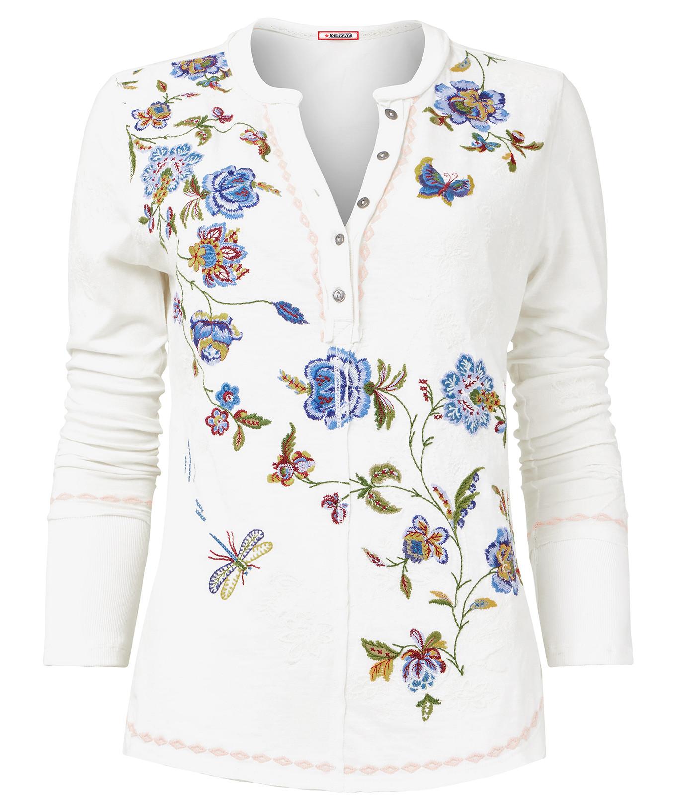 Joe Browns  Vintage-Henley-Top mit Blumenstickerei 