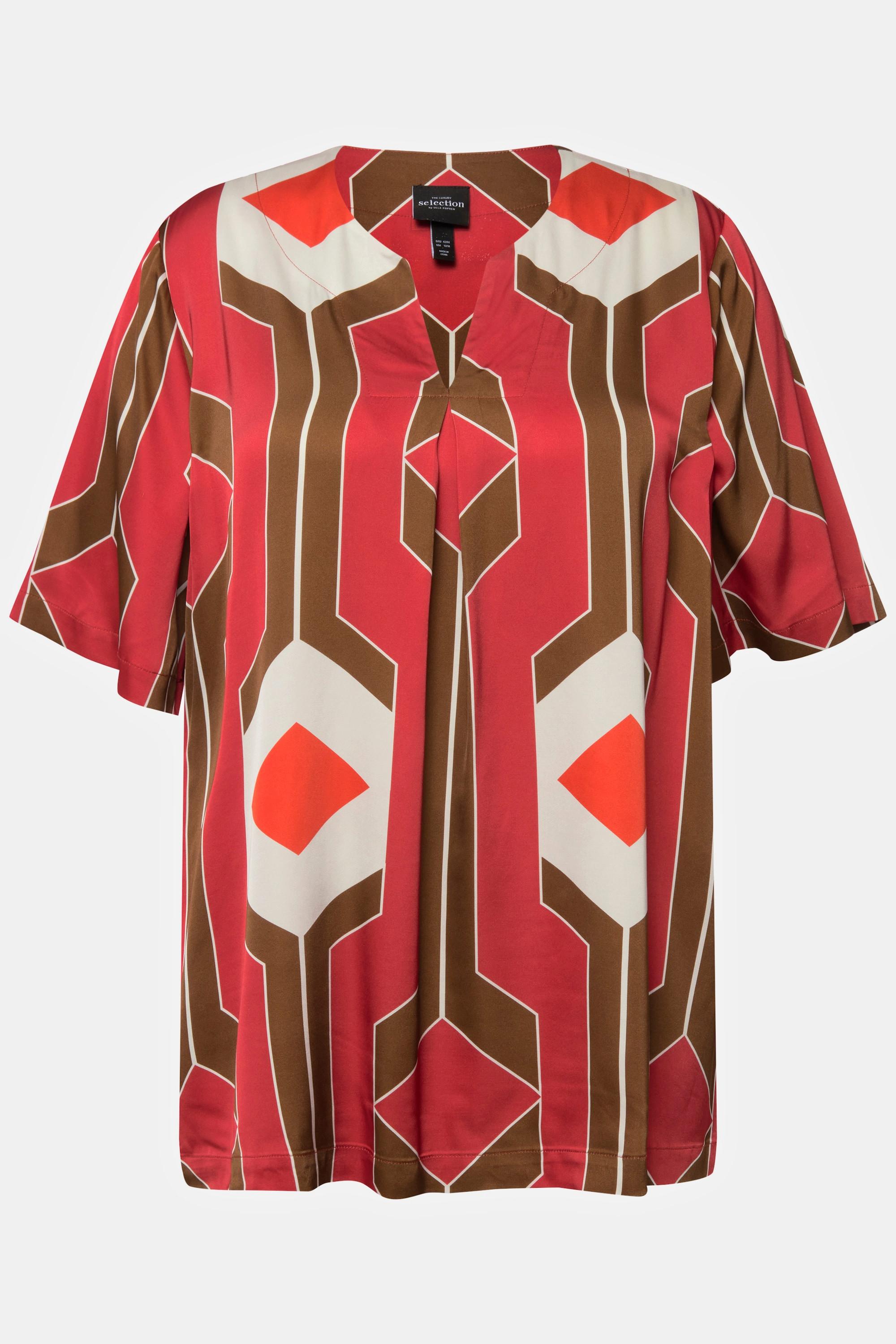 Ulla Popken Tunica Design Retrò Linea A Mezza Manica  