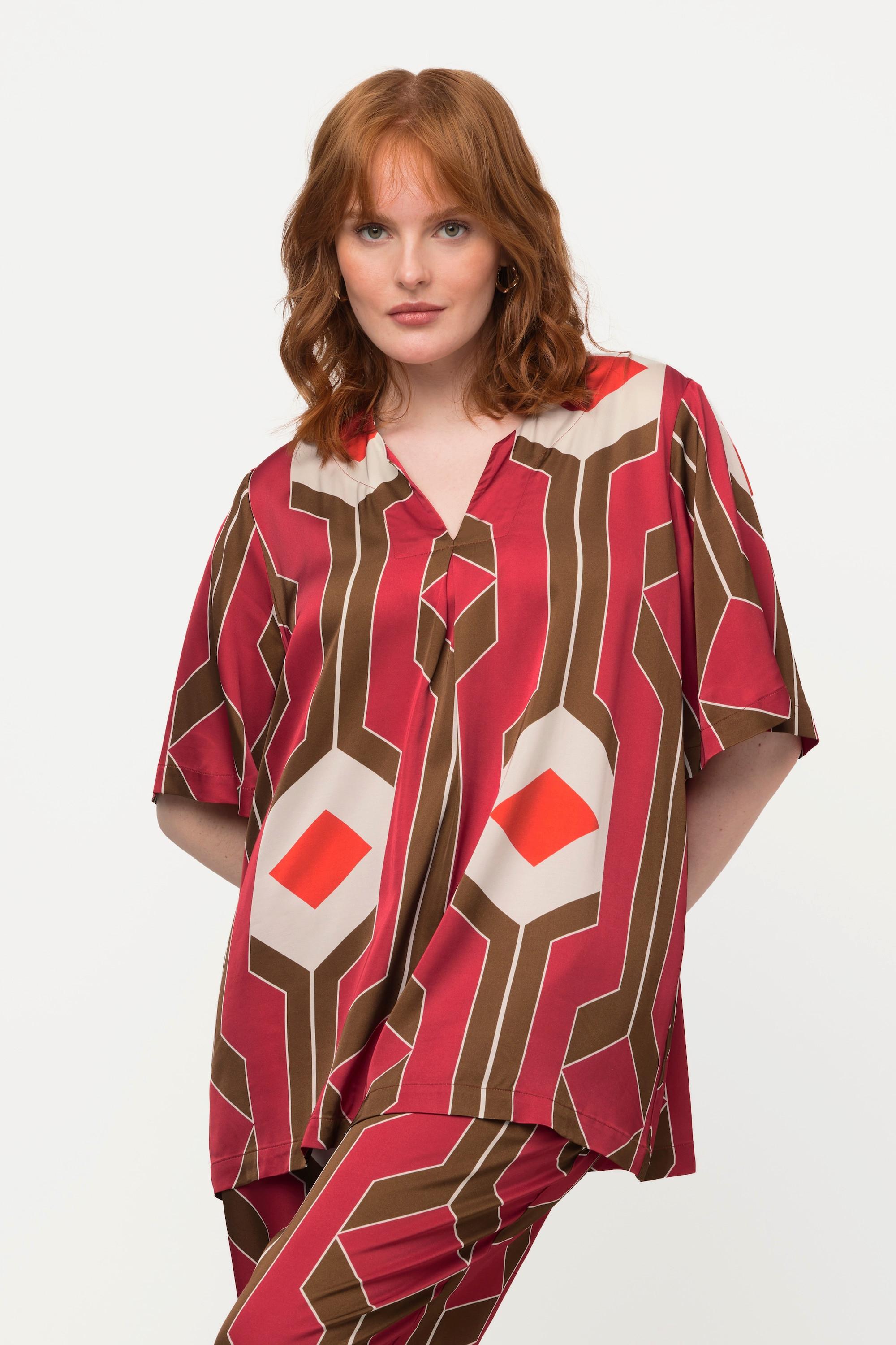 Ulla Popken Tunica Design Retrò Linea A Mezza Manica  