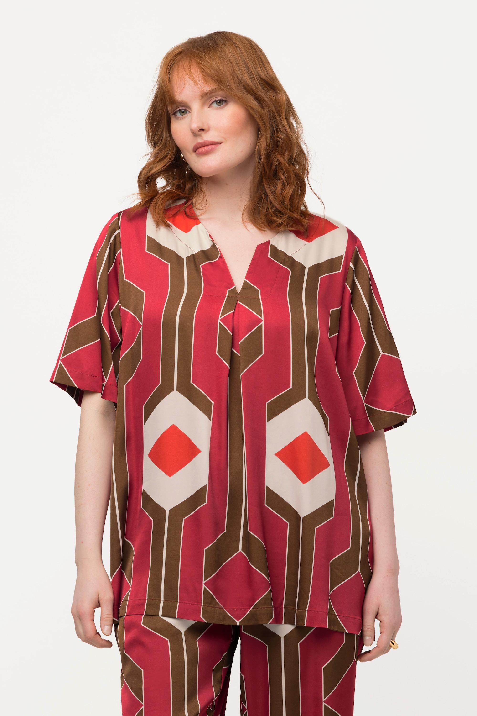 Ulla Popken Tunica Design Retrò Linea A Mezza Manica  