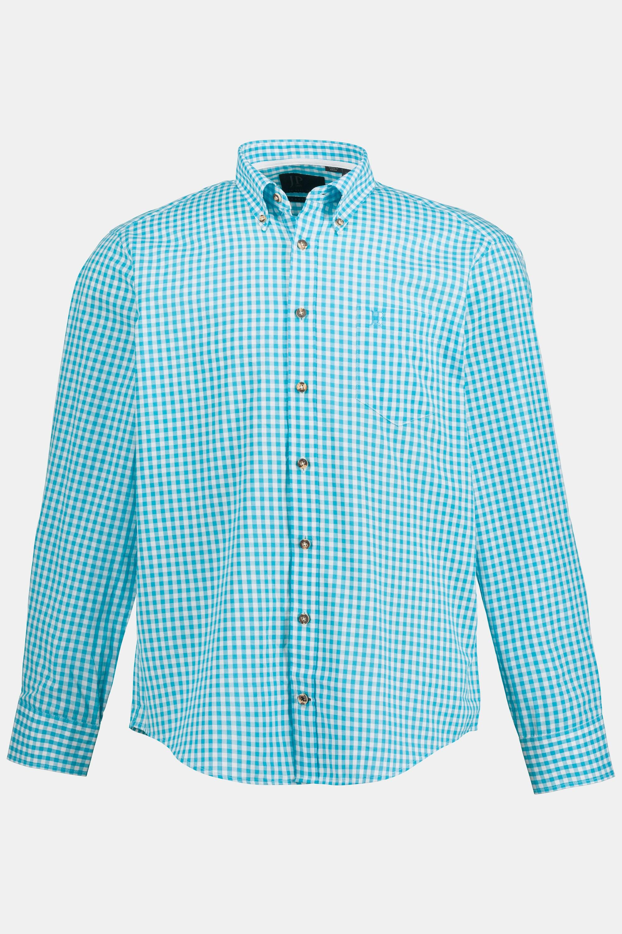 JP1880  Camicia a quadri in tradizionale stile Tracht con maniche lunghe, colletto button-down e vestibilità moderna, fino alla tg. 8XL 