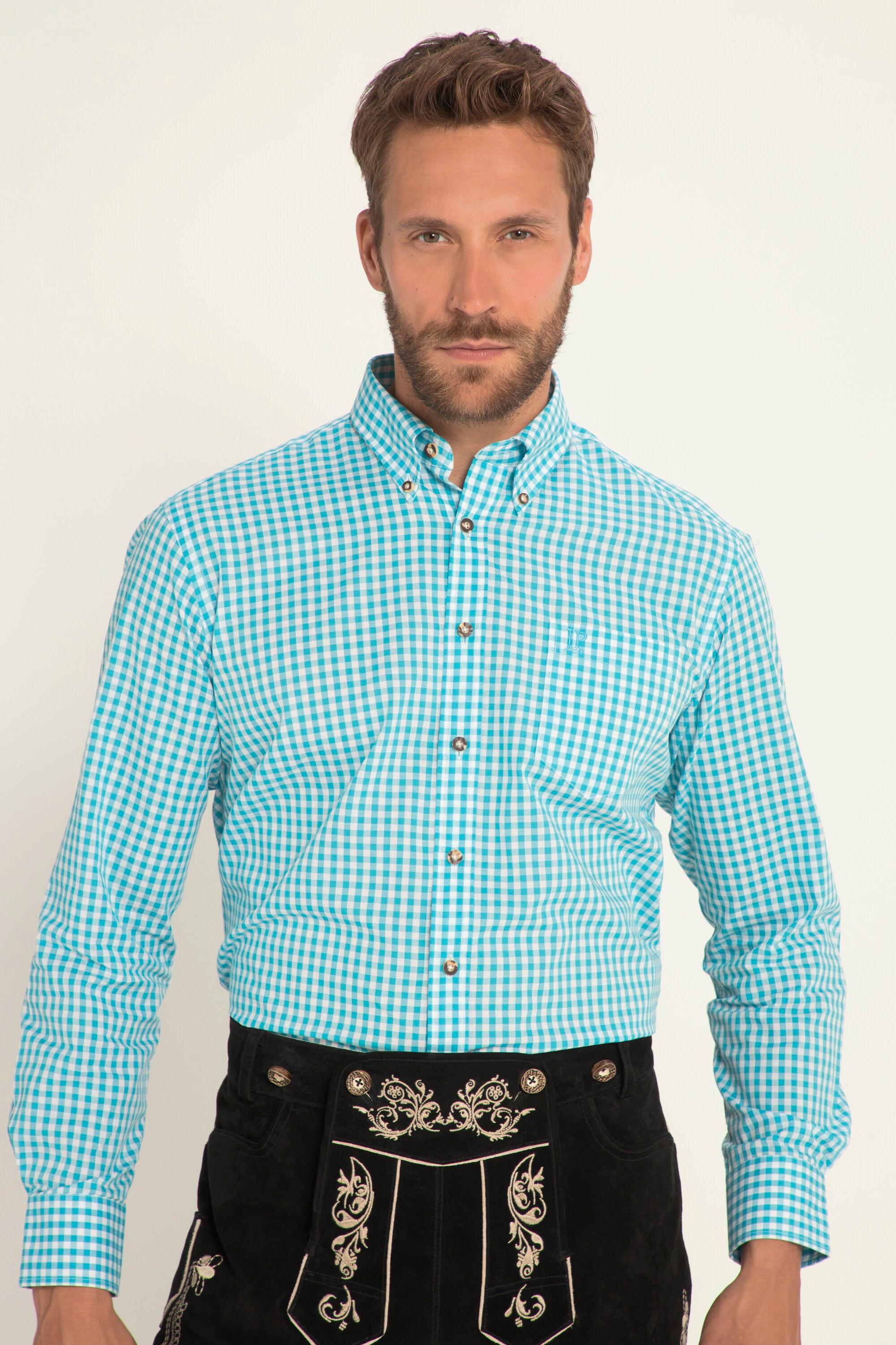 JP1880  Chemise à carreaux de tenue bavaroise traditionnelle - manches longues et col boutonné, coupe Modern Fit - jusqu'au 8 XL 