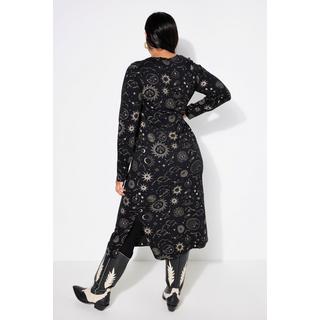 Studio Untold  Robe midi en jersey. Manches longues et coupe évasée. Motif cosmique 