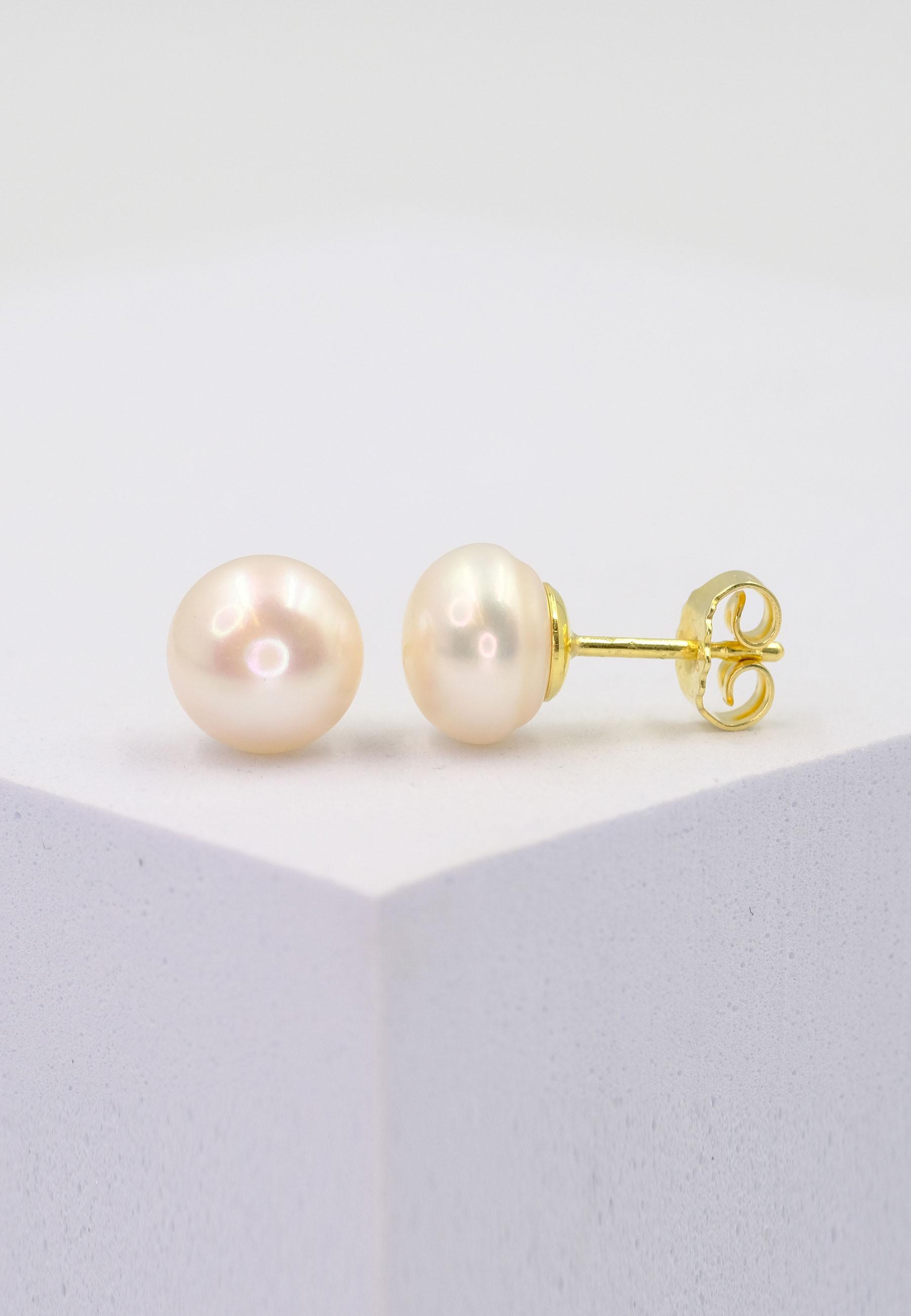 MUAU Schmuck  Boucles d'oreilles or jaune 750 perle d'eau douce 8-8.5mm 