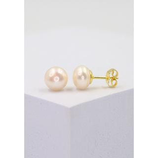 MUAU Schmuck  Boucles d'oreilles or jaune 750 perle d'eau douce 8-8.5mm 