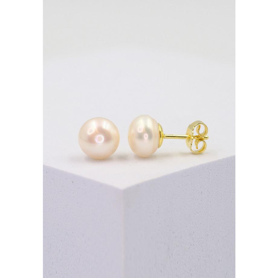 MUAU Schmuck  Ohrstecker Gelbgold 750 Süsswasserperle 8-8.5mm 