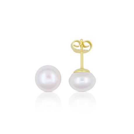 MUAU Schmuck  Boucles d'oreilles or jaune 750 perle d'eau douce 8-8.5mm 