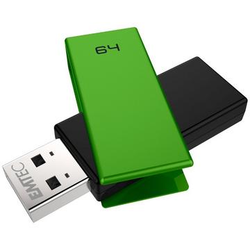 Emtec C350 Brick 2.0 lecteur USB flash 64 Go USB Type-A Noir, Vert