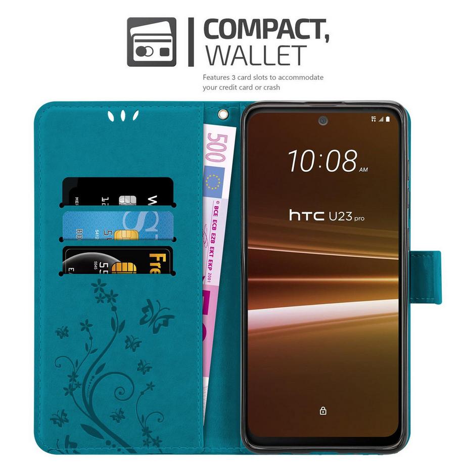 Cadorabo  HTC U23 PRO Hülle mit Blumen Muster 