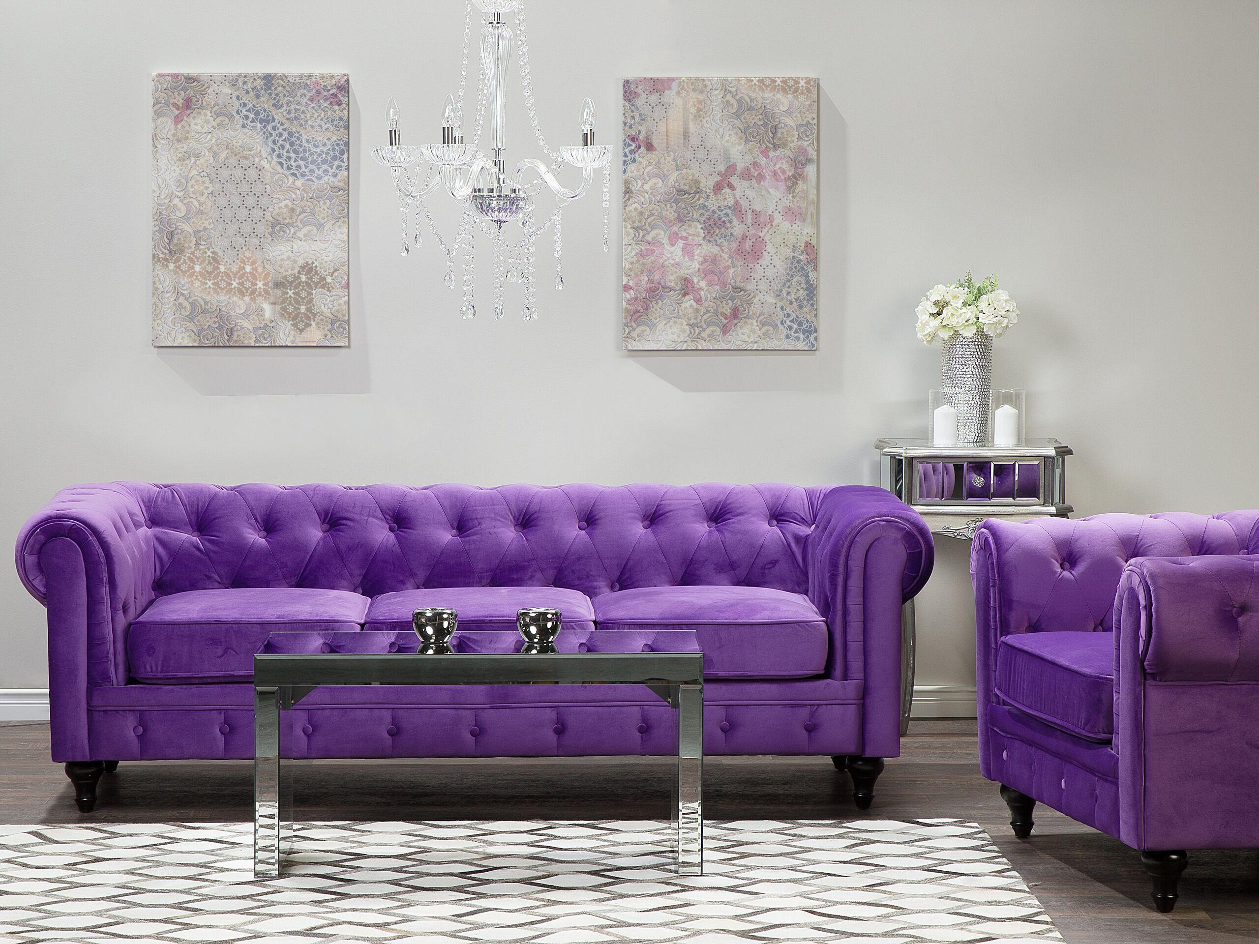 Beliani Canapé 3 places en Velours Glamour CHESTERFIELD  