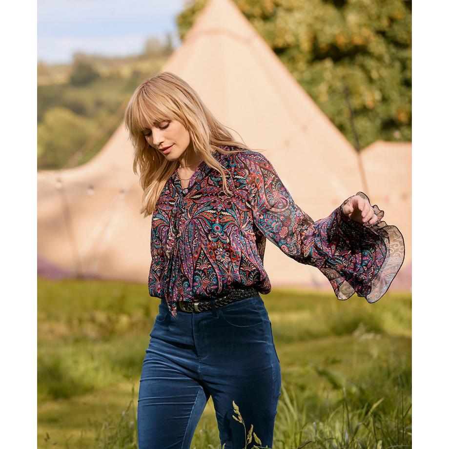Joe Browns Blouse Boho à Col Noué et Manches à Volants  