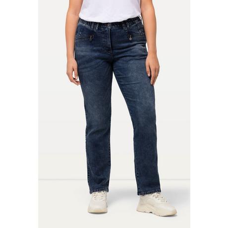 Ulla Popken  Jeans modello Mony con gamba conica, tessuto elasticizzato e tasche con zip 