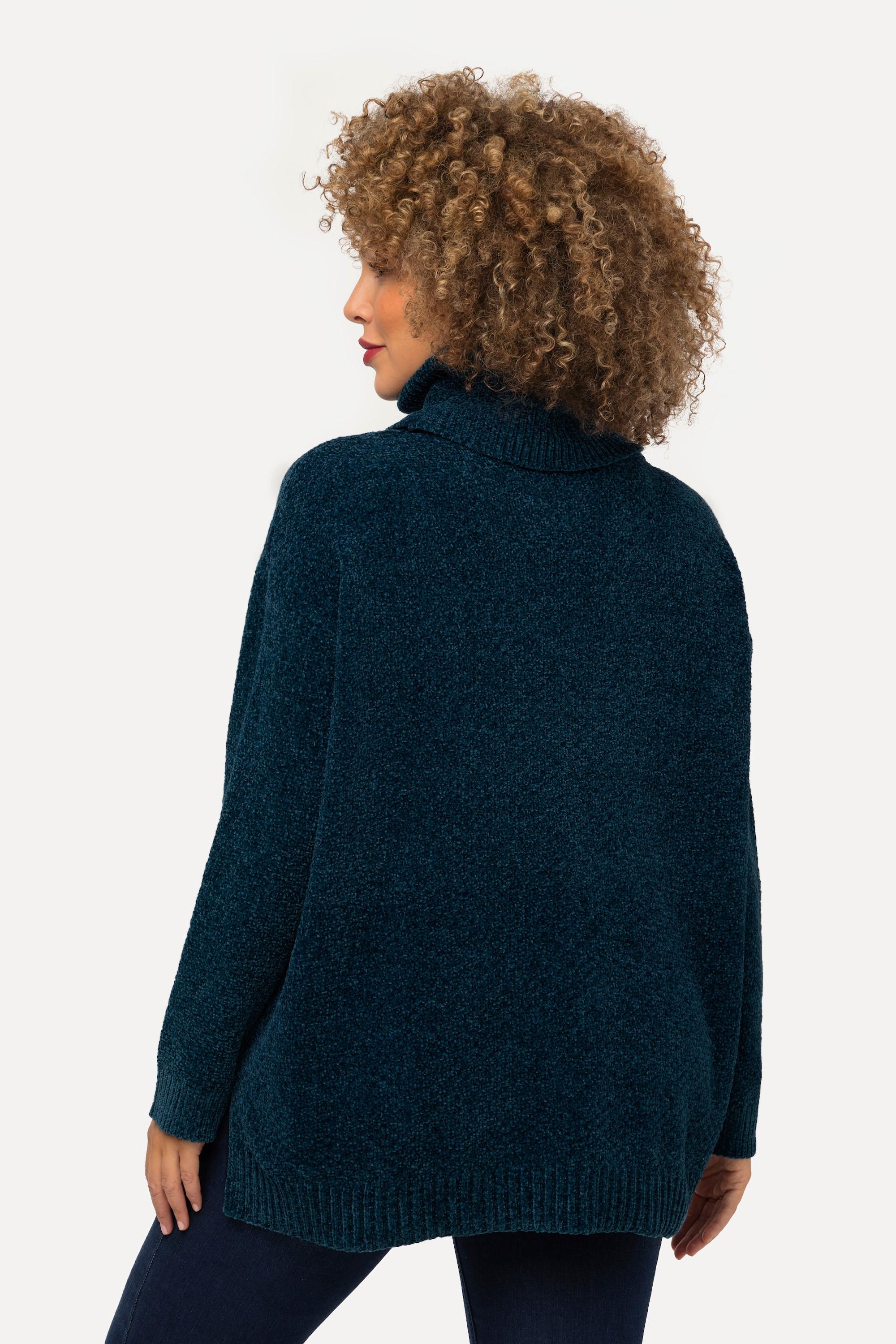 Ulla Popken  Pullover di ciniglia dal taglio oversize con collo alto e maniche lunghe 