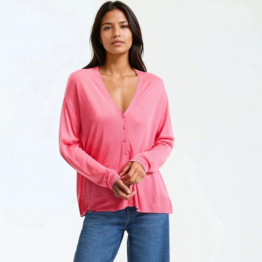 Cardigan col v en fine maille