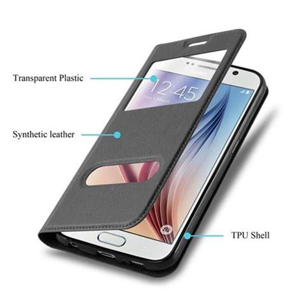 Cadorabo  Housse compatible avec Samsung Galaxy S6 - Coque de protection avec fermeture magnétique, fonction de support et 2 fenêtres de visualisation 