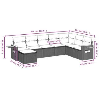 VidaXL Ensemble de canapés de jardin rotin synthétique  