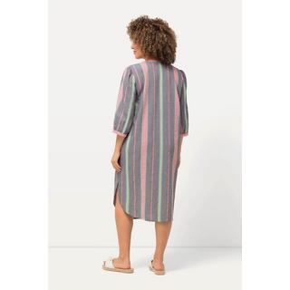 Ulla Popken  Caffettano dal taglio oversize con righe, scollo a V e maniche a 3/4 