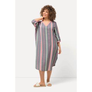 Ulla Popken Caftan Oversized Rayures Encolure V Manches 3/4  