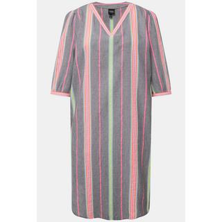 Ulla Popken Caftan Oversized Rayures Encolure V Manches 3/4  