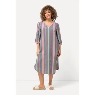 Ulla Popken Caftan Oversized Rayures Encolure V Manches 3/4  